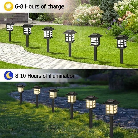 Outdoor Solar Lights (12 Pack) Warm Light Solar Garden Pathway Lights - Picture 5 of 11